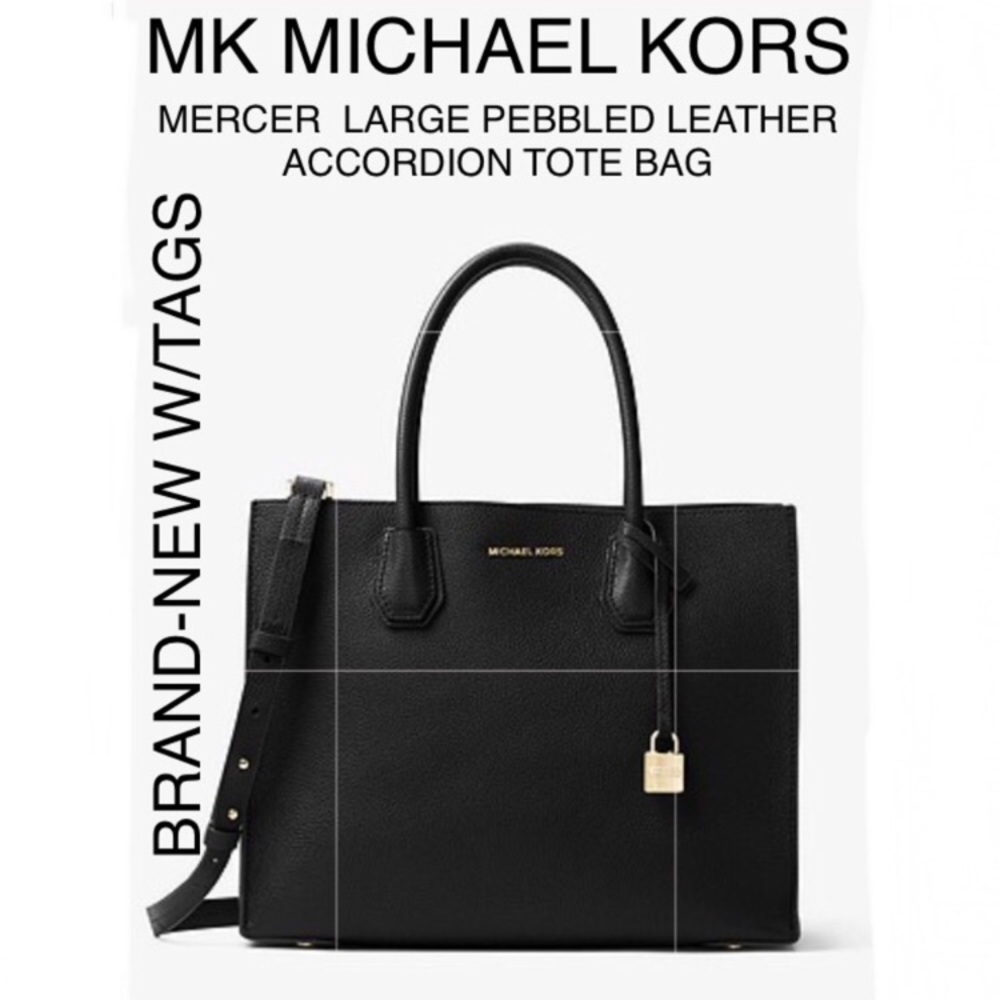 MICHAEL KORS LARGE LEATHER TOTE BAG PURSE BLACK